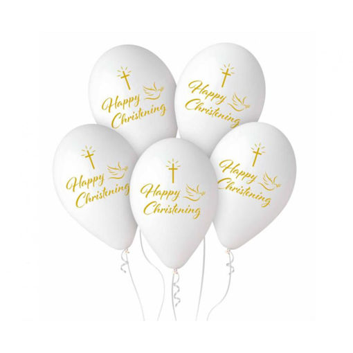 Picture of CHRISTENING LATEX BALLOONS WHITE 12 INCH 5 PACK